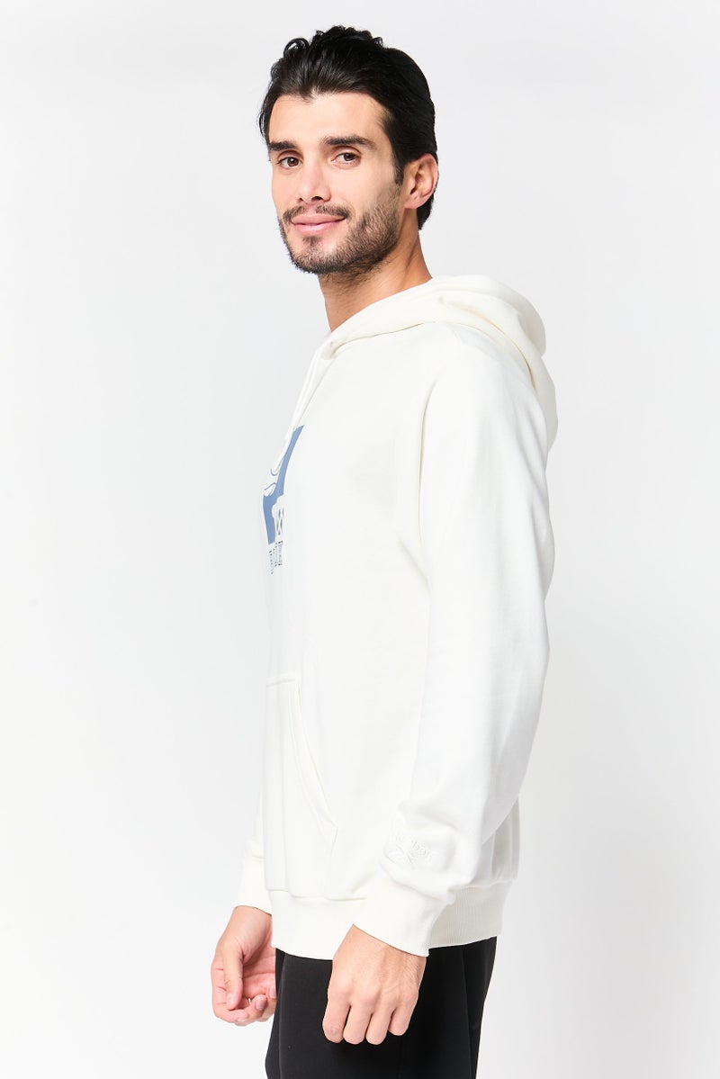 Reebok هودي رياضي للرجال بأكمام طويلة مناسب في الهواء الطلق، أبيض فاتح - Image 3
